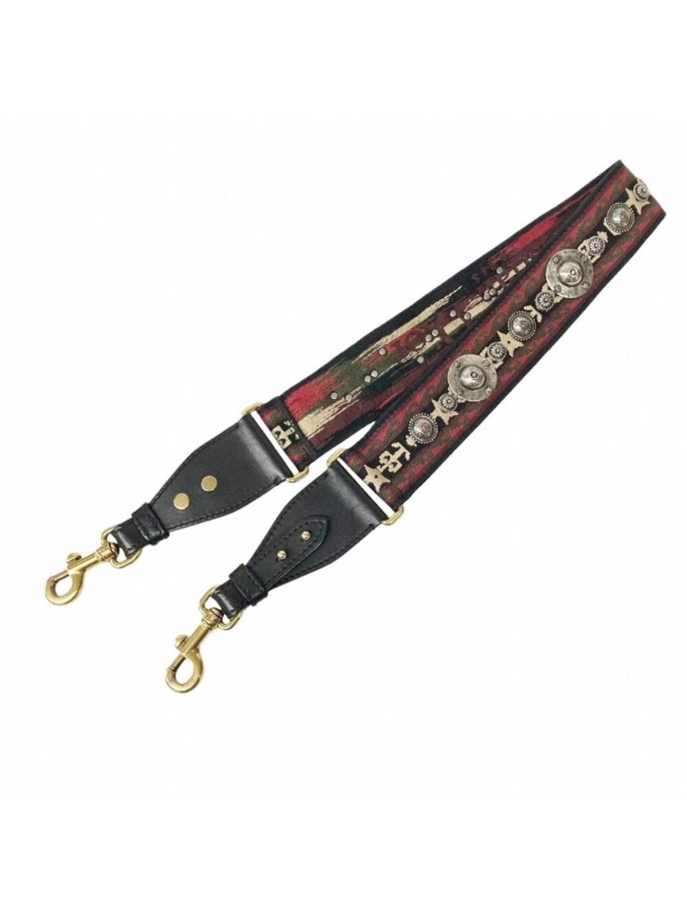 Dior Embroidered Medallion Shoulder Strap Canvas Leather